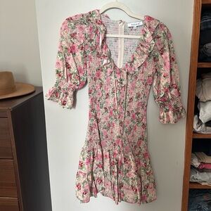 Moodie Pink and Green Floral Dress
